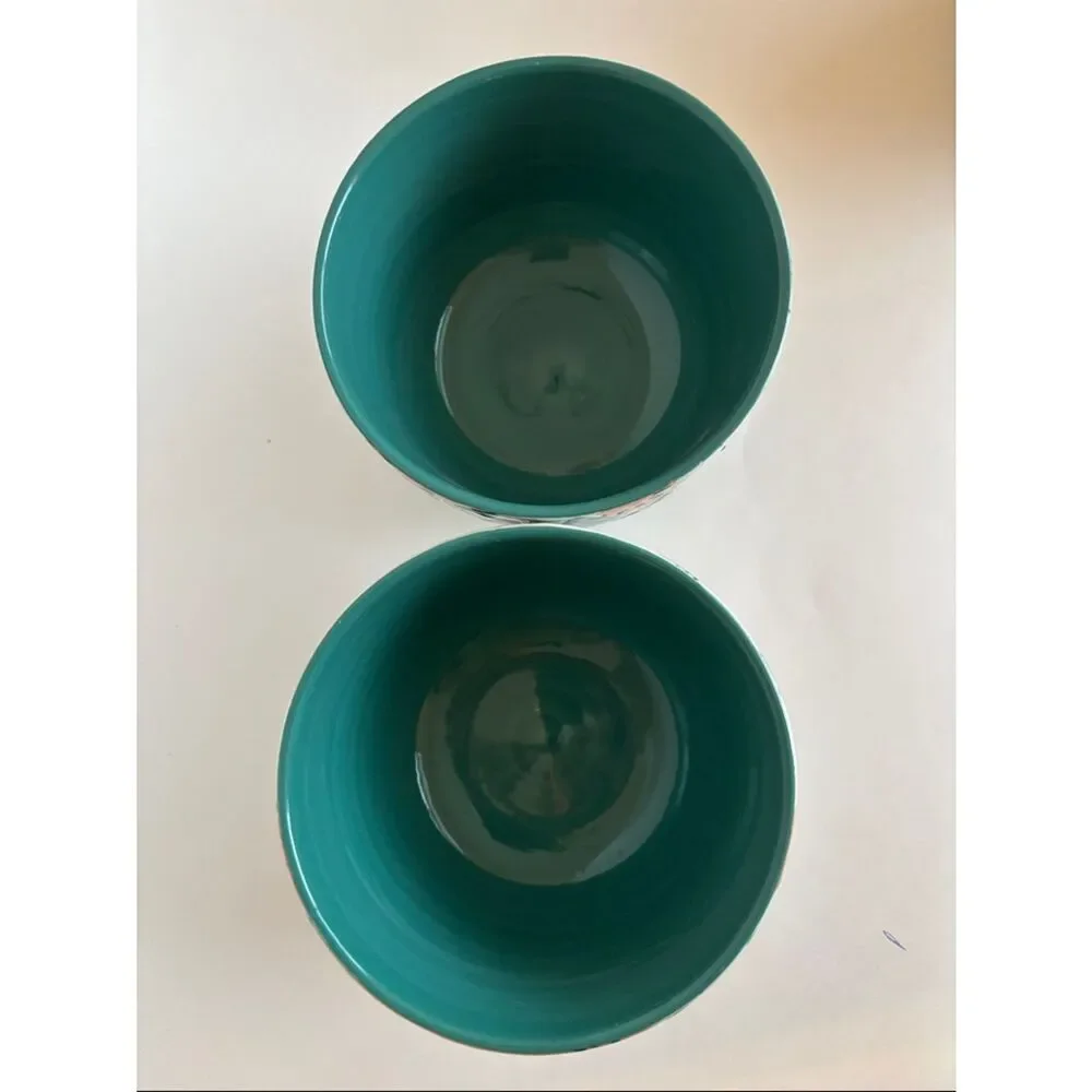 NWT Anthropologie Mathilde Turquoise Hand Painted Bowls Set Of 2